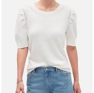 Banana Republic Puff shoulder crew neck sweater